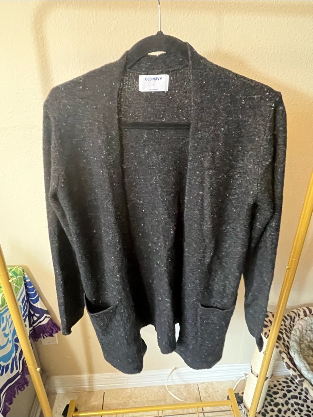 Old Navy Black Speckled Open Cardigan